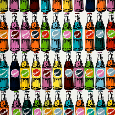 44 bouteilles de Sinalco multicolores