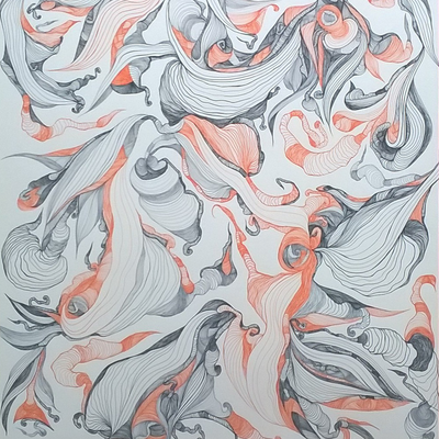 Orange/Gris Organique et Florale